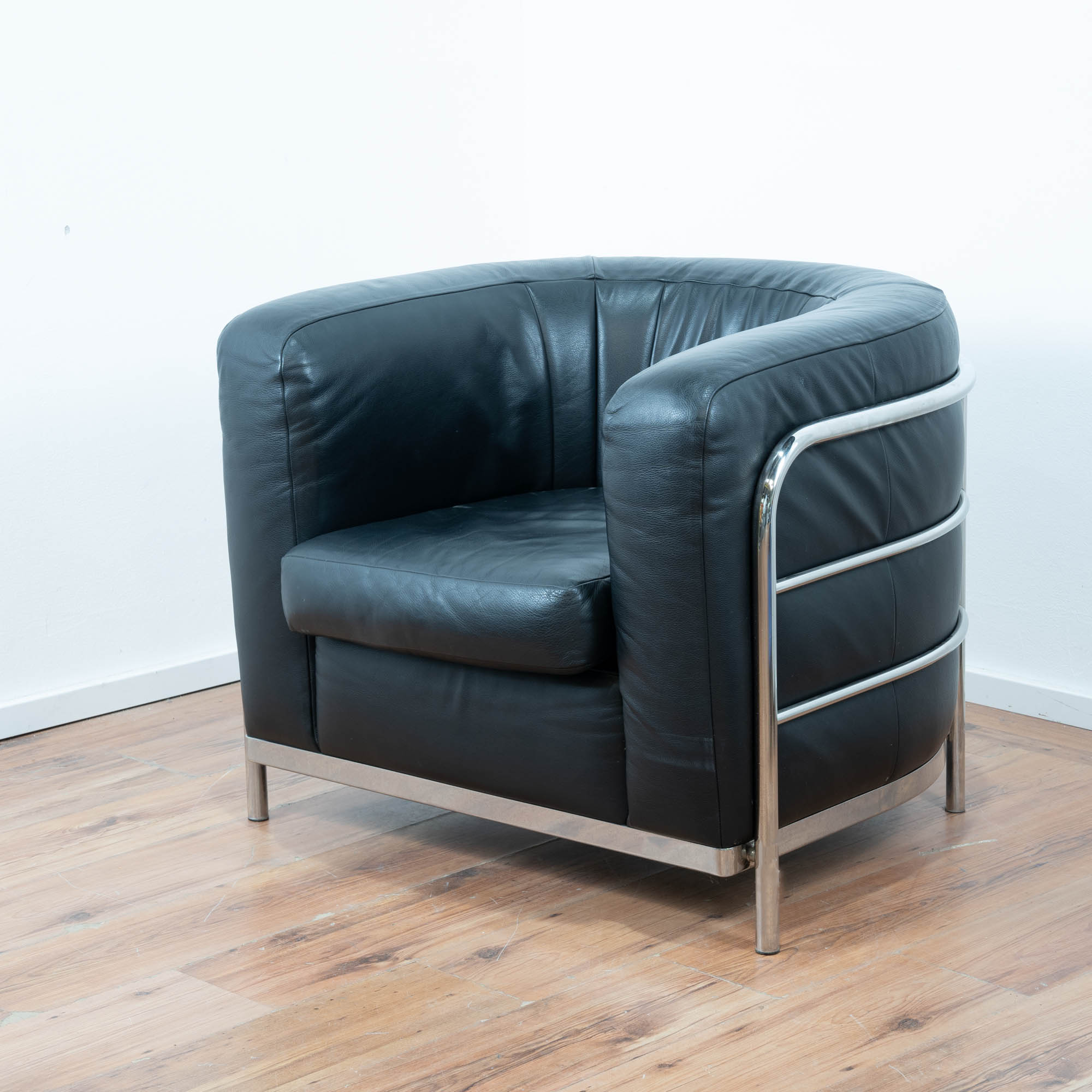 Lounge Chair Zanotta Onda Leder schwarz - Chromgestell
