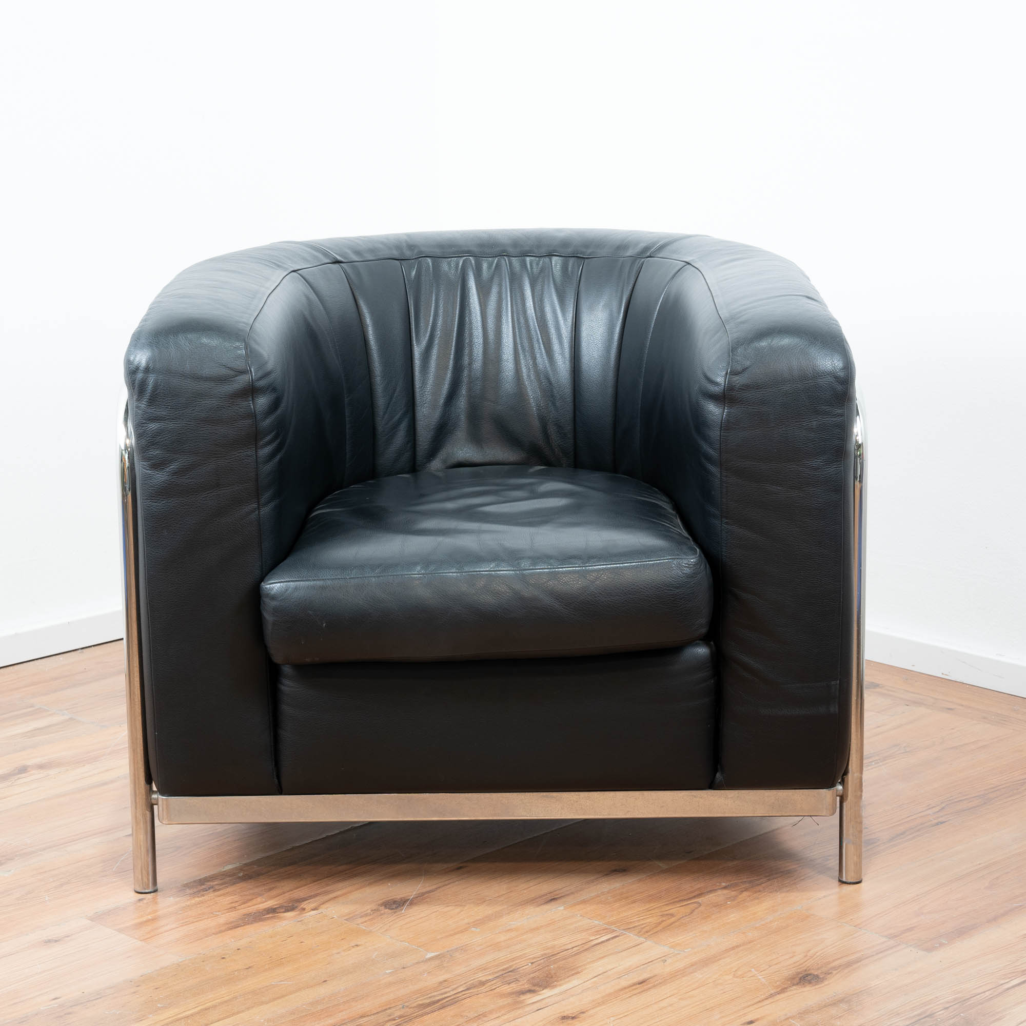 Lounge Chair Zanotta Onda Leder schwarz - Chromgestell