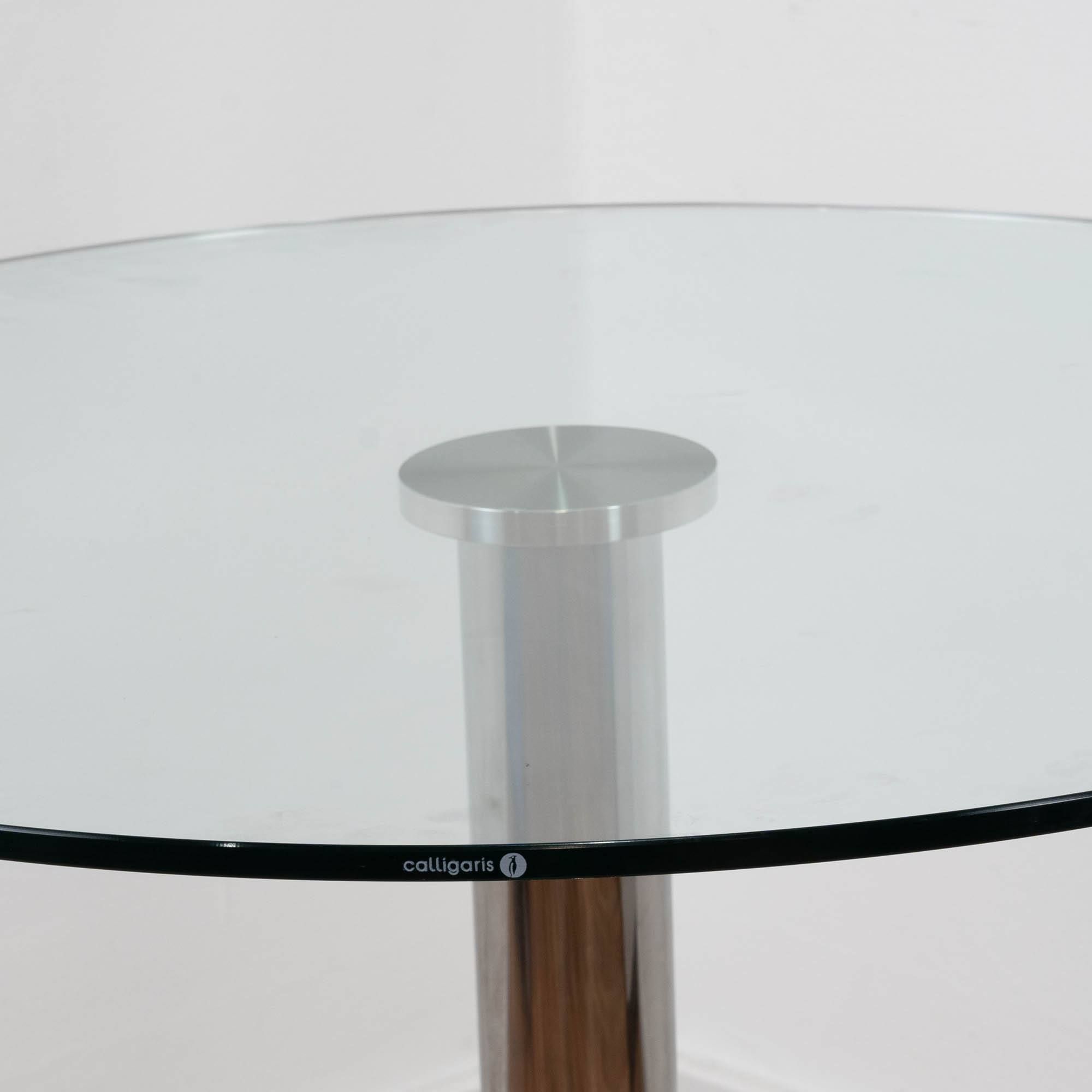 Glastisch Calligaris Ø 90 x 75 cm - Chromgestell rund - Sicherheitsglas